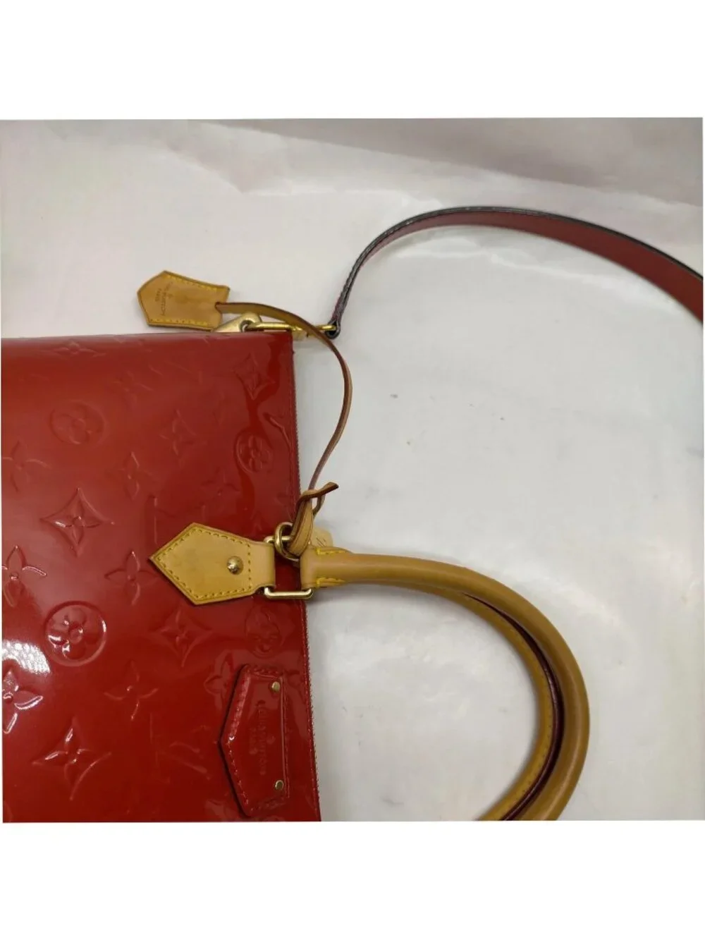 Authentic Louis Vuitton Montebello MM Vernis Rouge Handbag Shoulder Bag